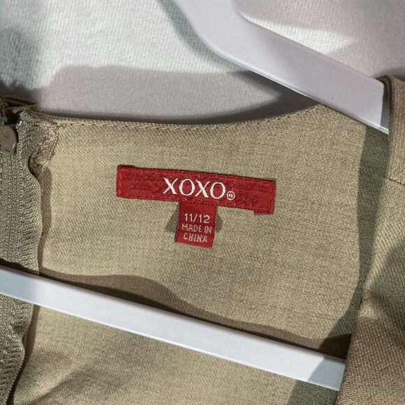 63-14 XOXO beige black trim square neck sleeveless shift dress 11/12 - Picture 4 of 8